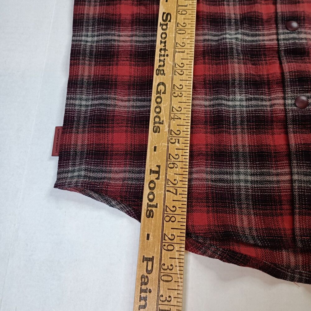 Under Armour Plaid Shirt Men's M Medium Red Tradesman Flex Snap Flannel Fitted - Picture 6 of 9